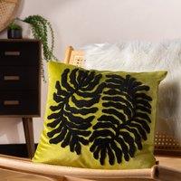 furn. Maldive Botanical Velvet Tufted 45cm x 45cm Filled Cushion Moss