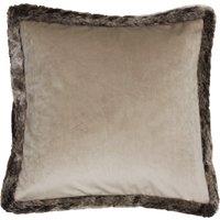Paoletti Kiruna Faux Fur Trim 45cm x 45cm Filled Cushion Taupe