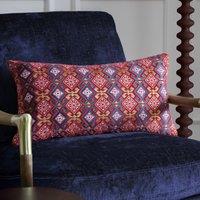Paoletti Seventy Three Laurel Embroidered Velvet 30cm x 60cm Filled Boudoir Ruby Gold