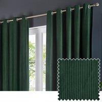 Paoletti Corinthian Velvet Ready Made Eyelet Curtains Forest