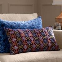 Paoletti Seventy Three Laurel Embroidered Velvet 30cm x 60cm Filled Boudoir Rose Blue