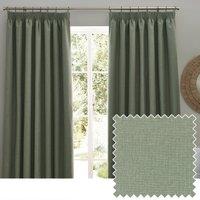 Furn. Dawn Textured Ready Made Pencil Pleat Blackout Curtains Eucalyptus