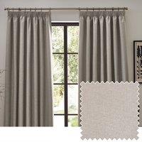 Furn. Dawn Textured Ready Made Pencil Pleat Blackout Curtains Linen