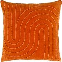 Furn. Mangata Textured Velvet 45cm x 45cm Filled Cushion Orange