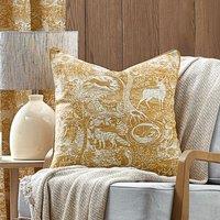 Furn. Winter Woods Animal Chenille 50cm x 50cm Filled Cushion Ochre