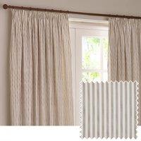Yard Hebden Striped Cotton Ready Made Pencil Pleat Curtains Natural