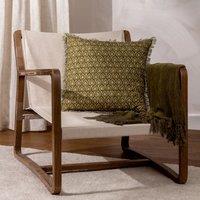 Yard Georgi Fringed Cotton 50cm x 50cm Filled Cushion Olive