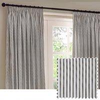 Yard Hebden Striped Cotton Ready Made Pencil Pleat Curtains Grey