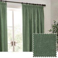 Yard Heavy Chenille Velvet Ready Made Pencil Pleat Curtains Eucalyptus