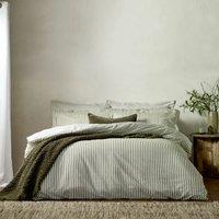 Yard Hebden Melange Stripe Cotton Duvet Cover Bedding Set Olive