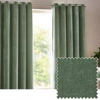 Yard Heavy Chenille Velvet Ready Made Eyelet Curtains Eucalyptus