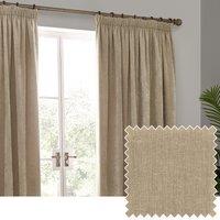 Yard Heavy Chenille Velvet Ready Made Pencil Pleat Curtains Natural