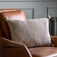 Moss Stitch PomPom 40cm x 60cm Filled Boudoir Natural