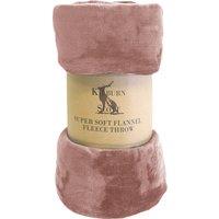 Rolled 140cm x 180cm Flannel Fleece Throw Blush