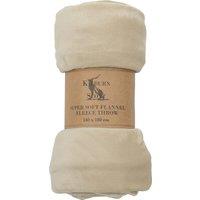Rolled 140cm x 180cm Flannel Fleece Throw Oatmeal