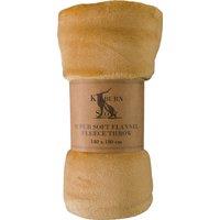 Rolled 140cm x 180cm Flannel Fleece Throw Camel