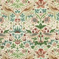 William Morris Strawberry Thief Printed Cotton Fabric Flax