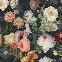 Linda Barker Florabunda Velvet Fabric Carbon