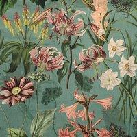 Linda Barker Grandi Floral Velvet Fabric Kingfisher