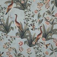 Linda Barker Rosa Fiore Linen Look Blackout Fabric China Blue