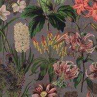 Linda Barker Grandi Floral Velvet Fabric Silver Lavender