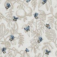 Prestigious Textiles Melati Embroidered Fabric Cobalt