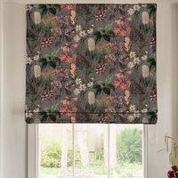 Linda Barker Grandi Floral Velvet Made To Measure Roman Blind Silver Lavender