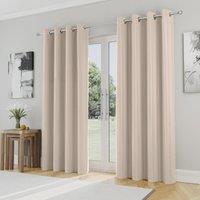 Supersoft Thermal Ready Made Pencil Pleat Blackout Curtains Beige