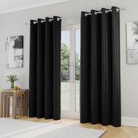 Supersoft Thermal Ready Made Pencil Pleat Blackout Curtains Black