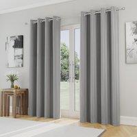 Supersoft Thermal Ready Made Pencil Pleat Blackout Curtains Grey