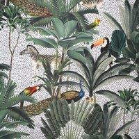 Royal Palm Outdoor UV Water Resistant Printed Fabric Blanc