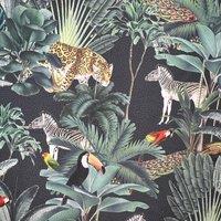 Royal Palm Outdoor UV Water Resistant Printed Fabric Charcoal