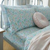 Laura Ashley Sherston Floral Bed Linen Fitted Sheet Powder Blue
