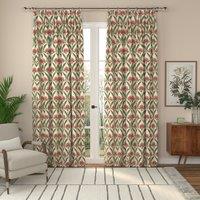ANTE DECOR Highland Thistle Made To Measure Curtains Cream Red