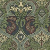 HOUSE Llewelyn-Bowen Gwendoline Printed Damask Fabric Wildnavy