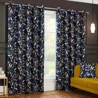 Madrid Ready Made Eyelet Blackout Curtains Navy