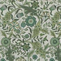 Linda Barker Home Agra Printed Cotton Fabric Emerald