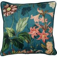 Linda Barker Grandi Floral Velvet 45cm x 45cm Filled Cushion Kingfisher