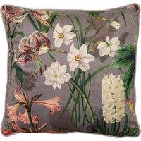 Linda Barker Grandi Floral Velvet 45cm x 45cm Filled Cushion Silver Lavender