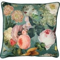 Linda Barker Florabunda Velvet 45cm x 45cm Filled Cushion Verdigris