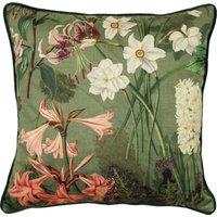 Linda Barker Grandi Floral Velvet 45cm x 45cm Filled Cushion Sage