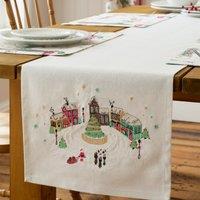 Catherine Lansfield Christmas Town 33cm x 220cm Runner Natural