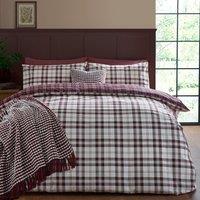 Catherine Lansfield Kelso Check Duvet Cover Bedding Set Plum