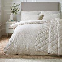 Catherine Lansfield Corded Leaves Duvet Cover Bedding Set Champagne