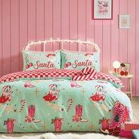 Catherine Lansfield Santas Howdy Christmas Duvet Cover Bedding Set Green