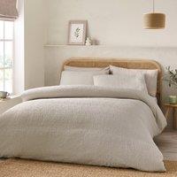 Catherine Lansfield Crinkle Seersucker Duvet Cover Bedding Set Natural