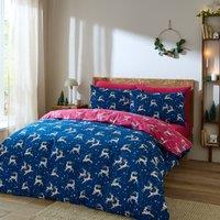 Their Nibs Christmas Reindeer Duvet Cover Bedding Set Blue