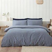 Catherine Lansfield Brushed Stripe Duvet Cover Bedding Set Navy