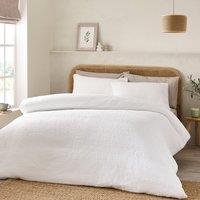 Catherine Lansfield Crinkle Seersucker Duvet Cover Bedding Set White