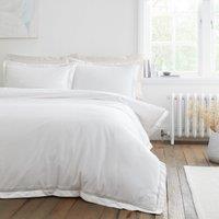 Bianca Oxford Lace Trim Duvet Cover Bedding Set White